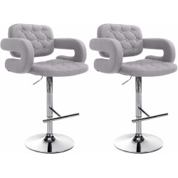 Lot de 2 tabourets de bar en tissu Dublin C gris