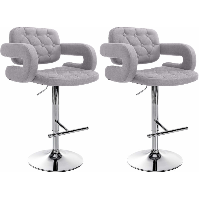 Lot de 2 tabourets de bar en tissu Dublin C gris