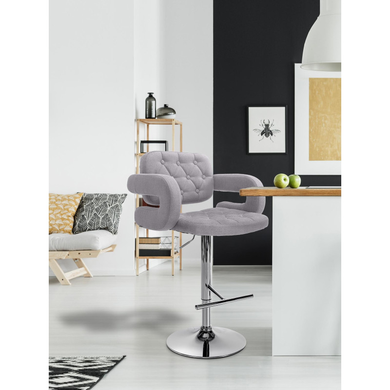 Lot de 2 tabourets de bar en tissu Dublin C gris