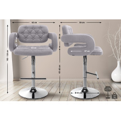 Lot de 2 tabourets de bar en tissu Dublin C gris