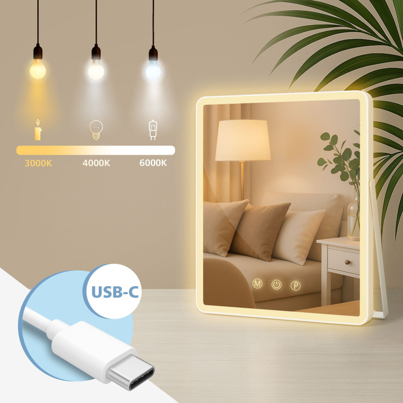 Miroir de maquillage Caistor blanc