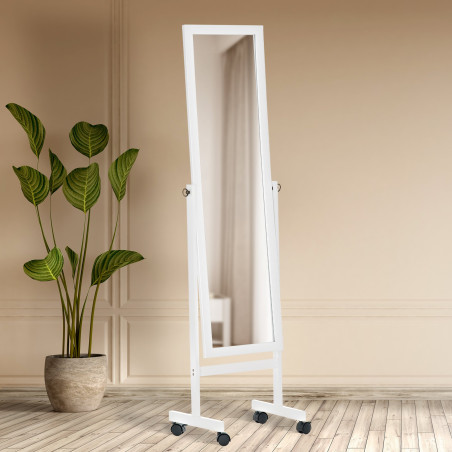 Miroir sur pied carré blanc Yolanda