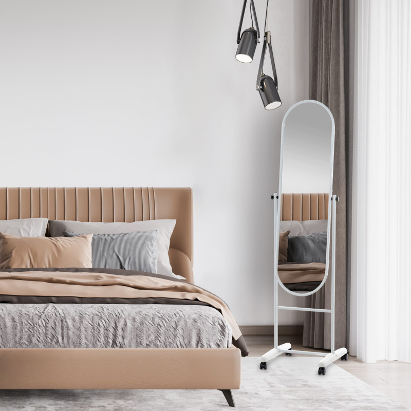 Miroir sur pied Nane ovale blanc