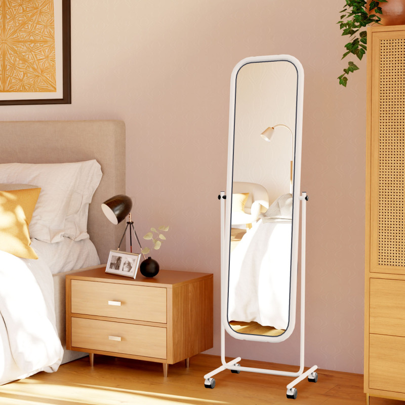 Miroir sur pied carr? blanc Medusa