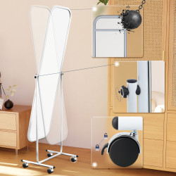 Miroir sur pied carr? blanc Medusa