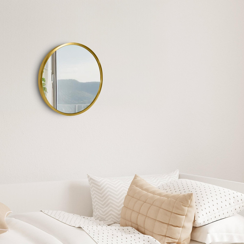 Espejo de pared Elsie dorado brillante,S