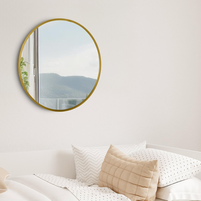 Espejo de pared Elsie dorado brillante,M