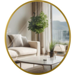 Espejo de pared Elsie dorado brillante,M