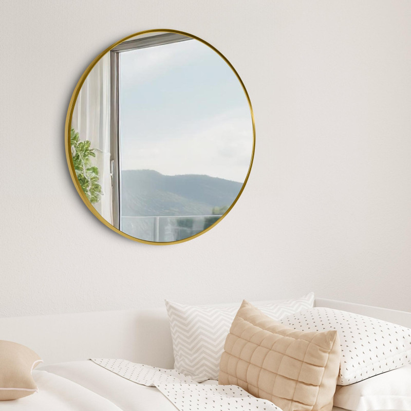 Espejo de pared Elsie dorado brillante,L