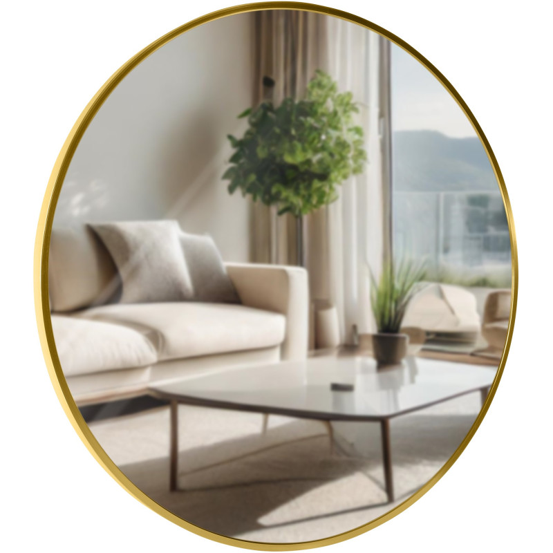 Miroir mural Elsie L, finition dor?e brillante