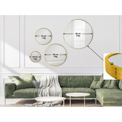 Espejo de pared Elsie dorado brillante,XL