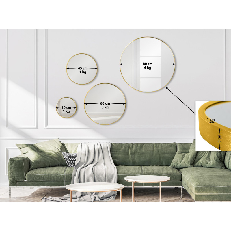 Espejo de pared Elsie dorado brillante,XL