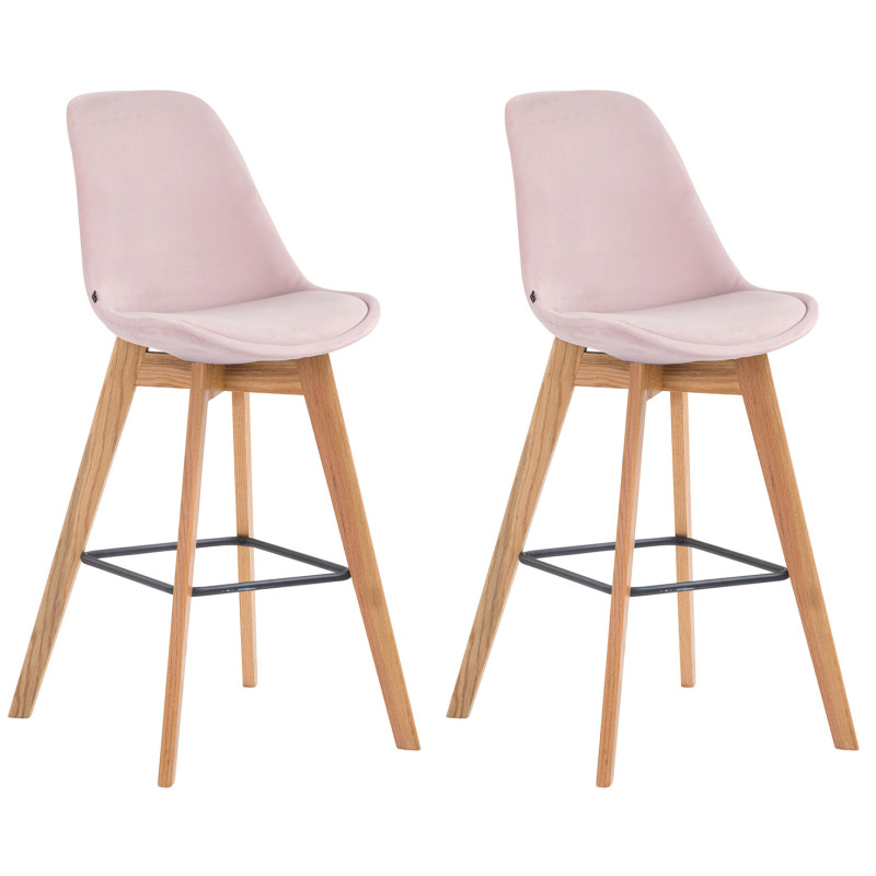 Lot de 2 tabourets de bar Metz velours natura rose