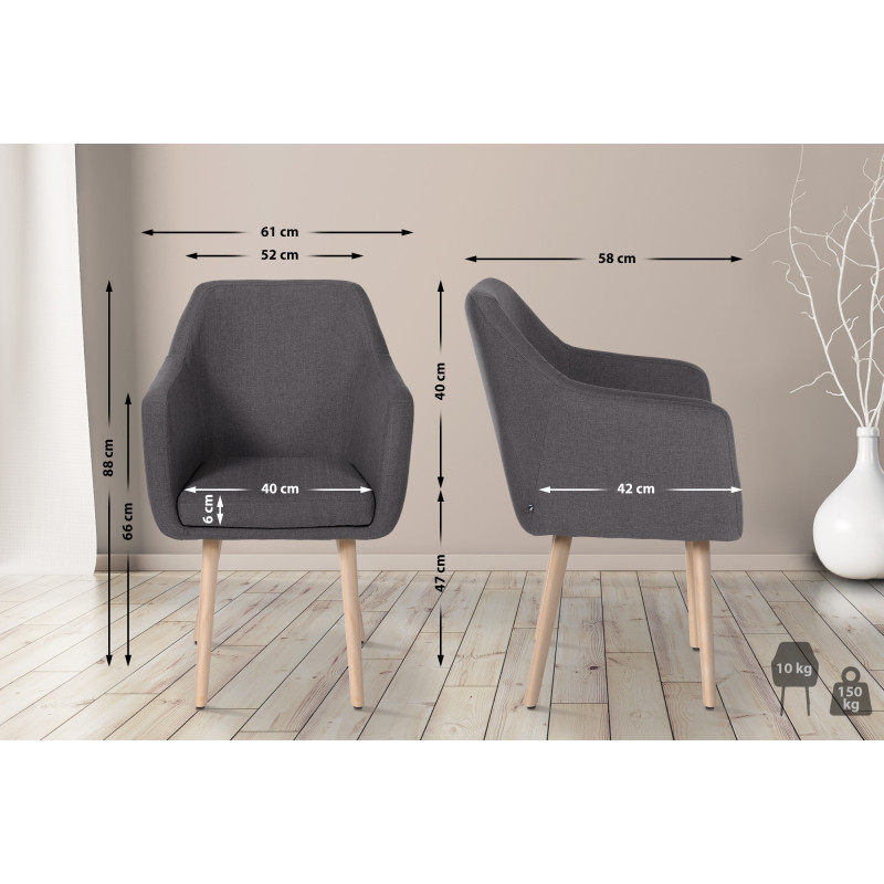 Chaise visiteur Utrecht tissu natura | gris foncé