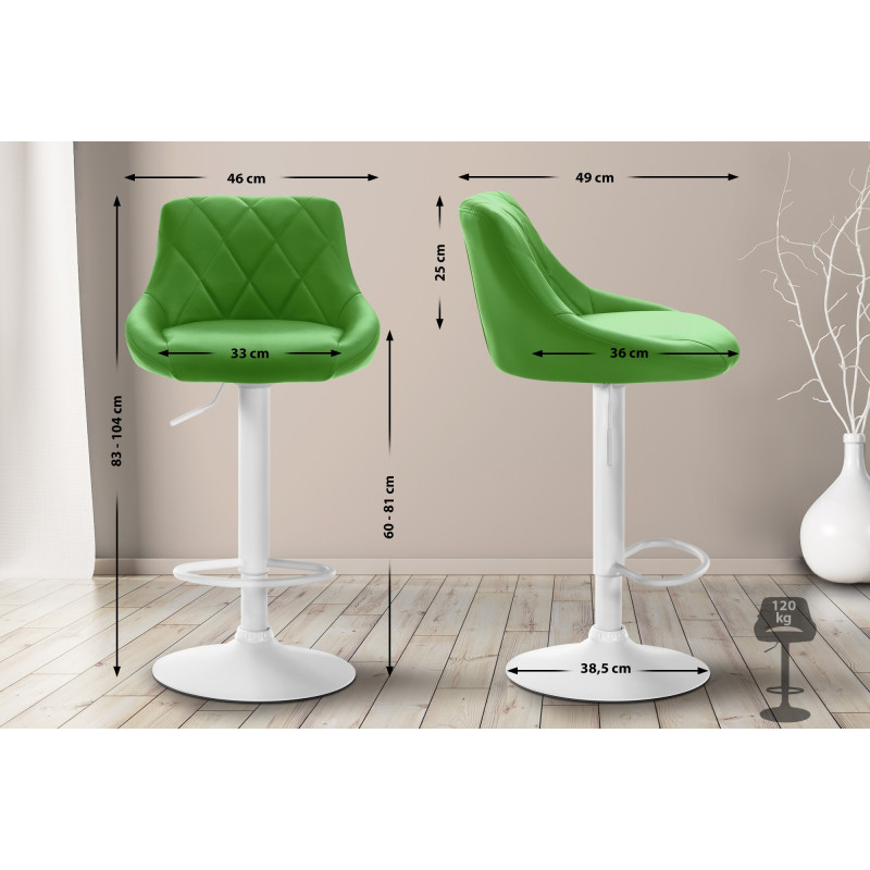 Tabouret de bar Lazio simili cuir blanc vert