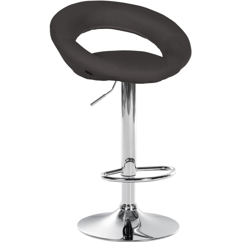 Tabouret de bar Olinda en tissu chromé gris foncé