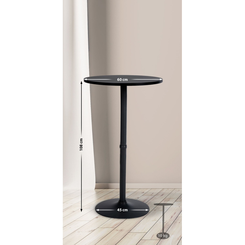 Table de bar ronde noire/noire