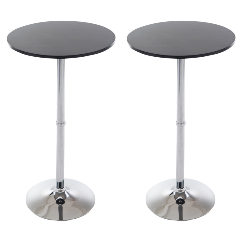 Ensemble de 2 tables de bar rondes noires