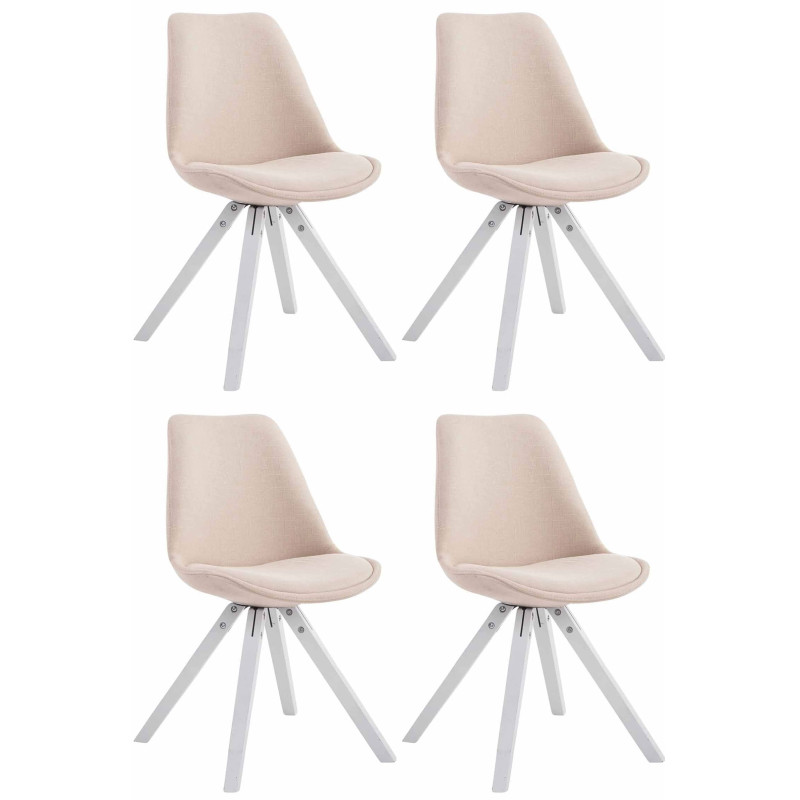 Lot de 4 chaises visiteurs Toulouse tissu Square blanc | crème