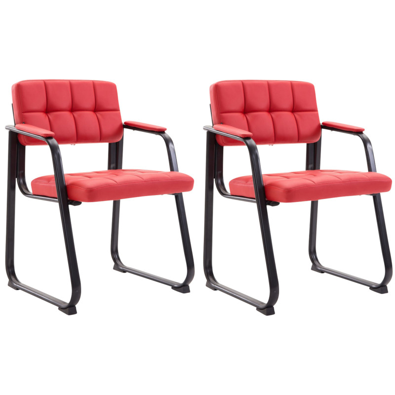 Lot de 2 chaises visiteurs Canada B en cuir artificiel | rouge