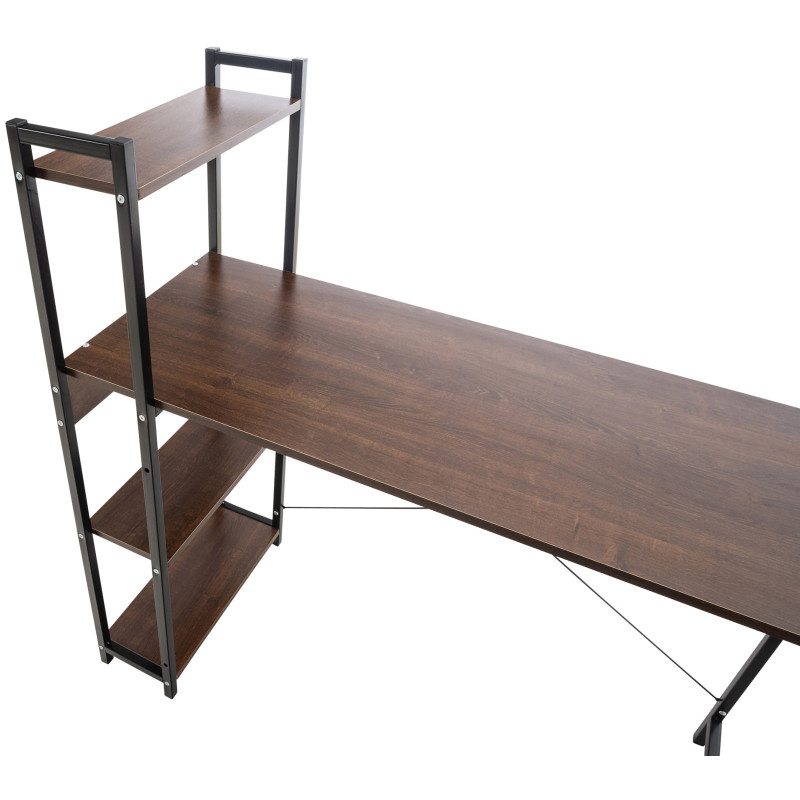 Escritorio Poe De Madera Con Estantería Nogal