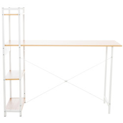 Escritorio Poe De Madera Con Estantería Natural