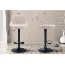Tabouret de bar Lazio tissu noir crème