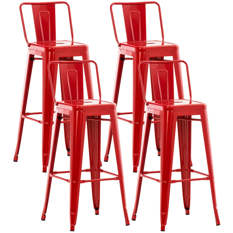 Ensemble de 4 tabourets de bar Mason rouge