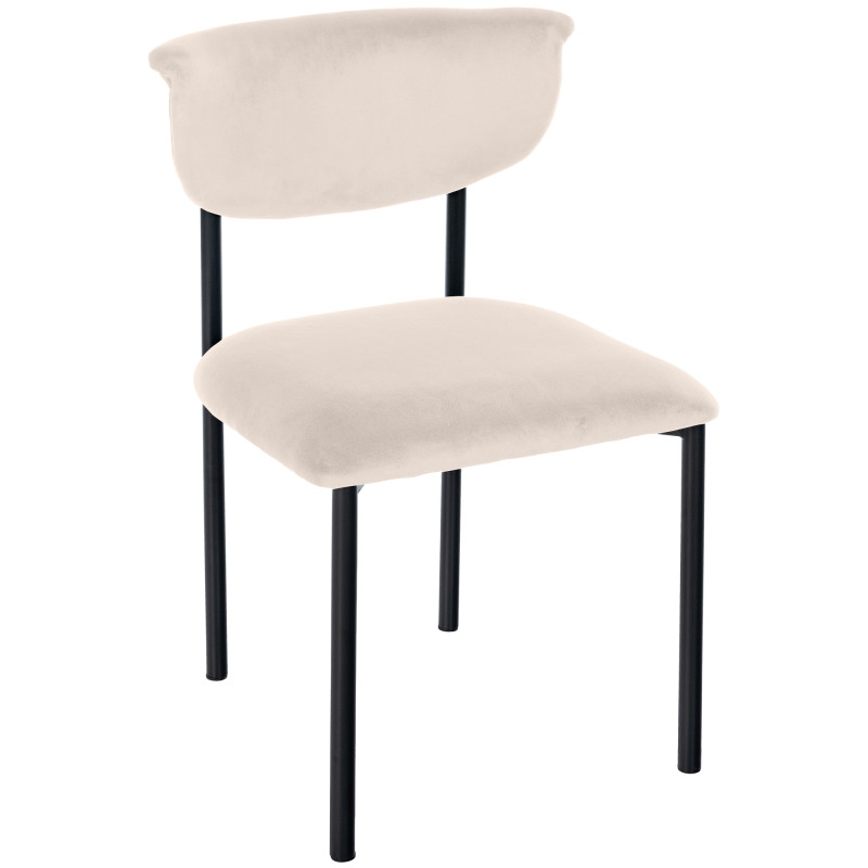 Chaise visiteur en velours Gambell | crème