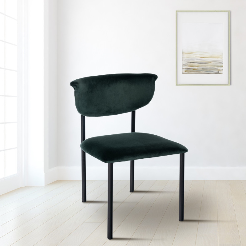Chaise visiteur en velours Gambell | vert foncé