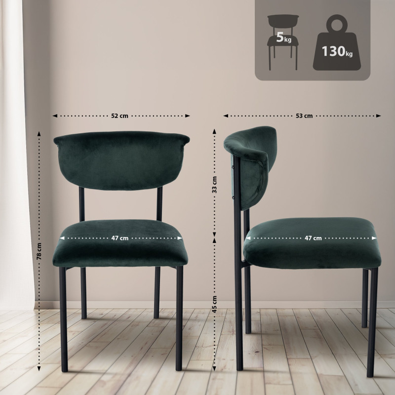 Chaise visiteur en velours Gambell | vert foncé