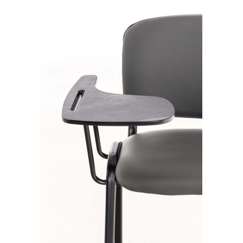 Fauteuil Ken avec table pliante, similicuir gris
