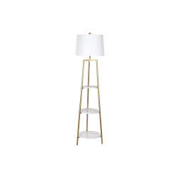 Lampadaire DKD Home Decor Doré Métal Polyester Blanc 50 W Bois MDF (41 x 41 x 156 cm)