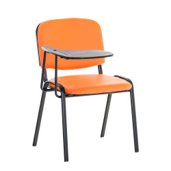 Fauteuil Ken avec table pliante, similicuir, orange