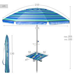 Parasol Aktive Acier Tissu Oxford 210 x 205 x 210 cm