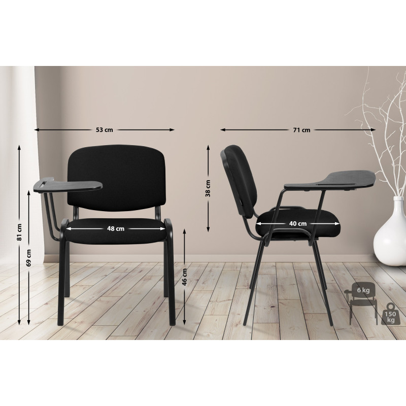 Silla Ken XL con mesa plegable Negro