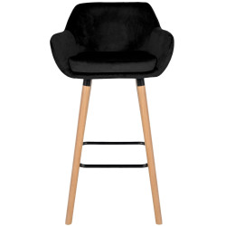 Lot de 2 tabourets de bar en velours Grant noir