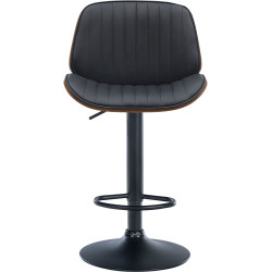 Tabouret de bar Nova simili cuir noir noyer/noir