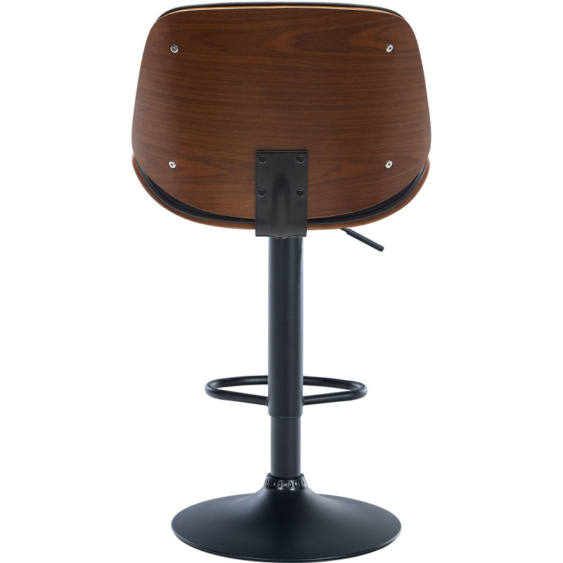 Tabouret de bar Nova simili cuir noir noyer/noir
