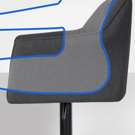 Tabouret de bar Damaso B feutre anthracite