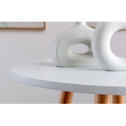 Mesa alta Mijas con tablero redondo Blanco,Natural (redondo)