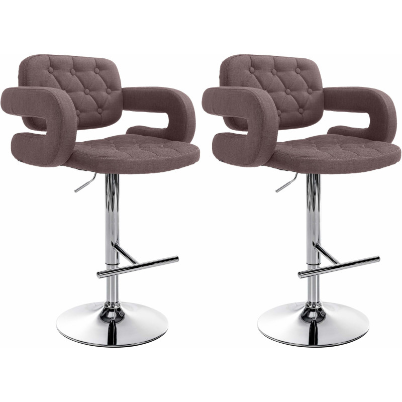 Lot de 2 tabourets de bar en tissu Dublin C brun