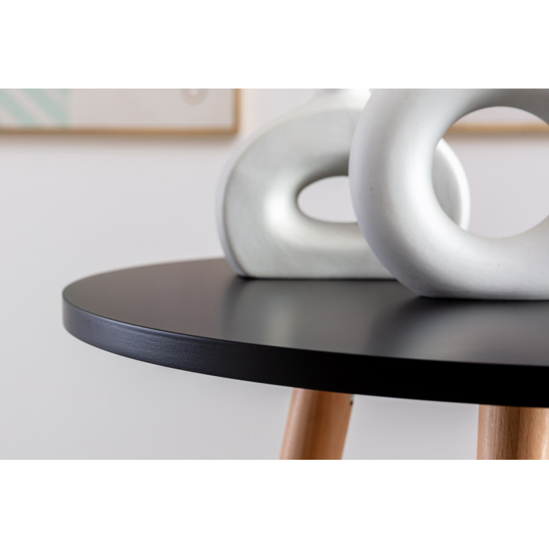 Tavolino alto Mijas rotondo nero,natura (rotondo)