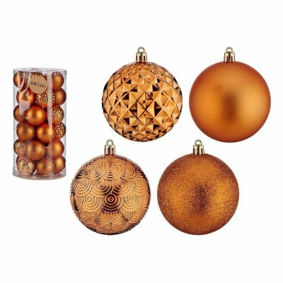 Lot de boules de Noël 8 cm Orange PVC (4 Unités)