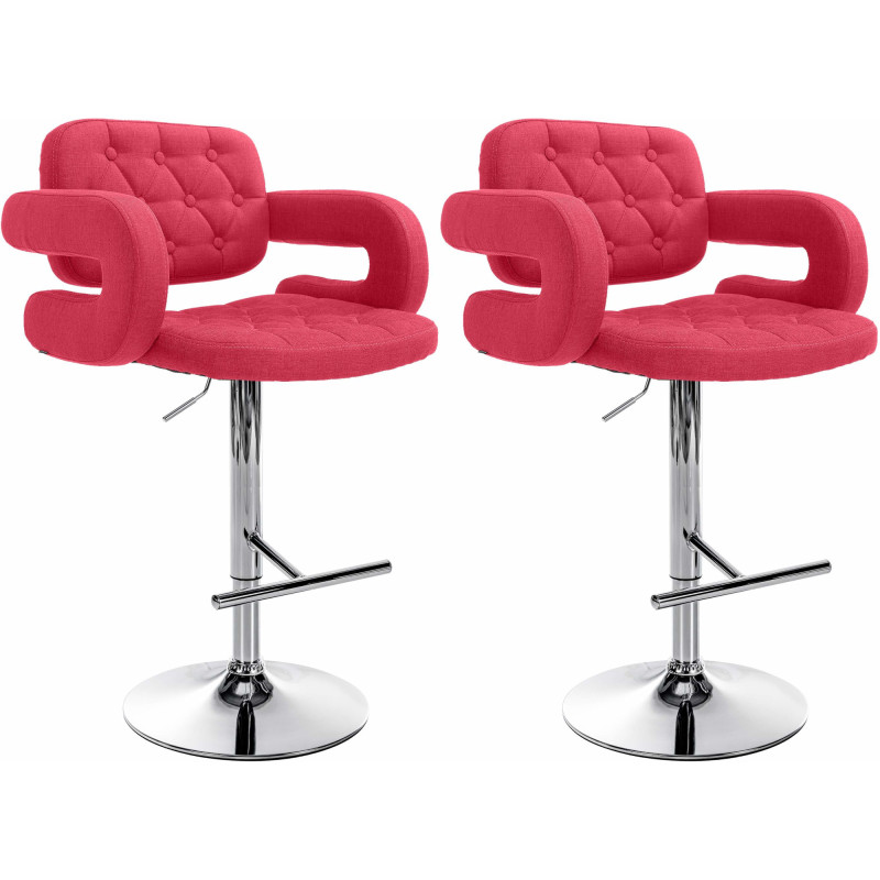 Lot de 2 tabourets de bar en tissu Dublin C rouge