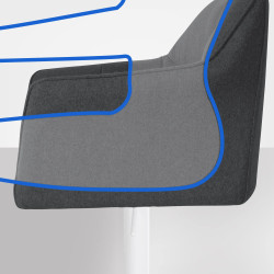 Tabouret de bar Damaso W feutre anthracite