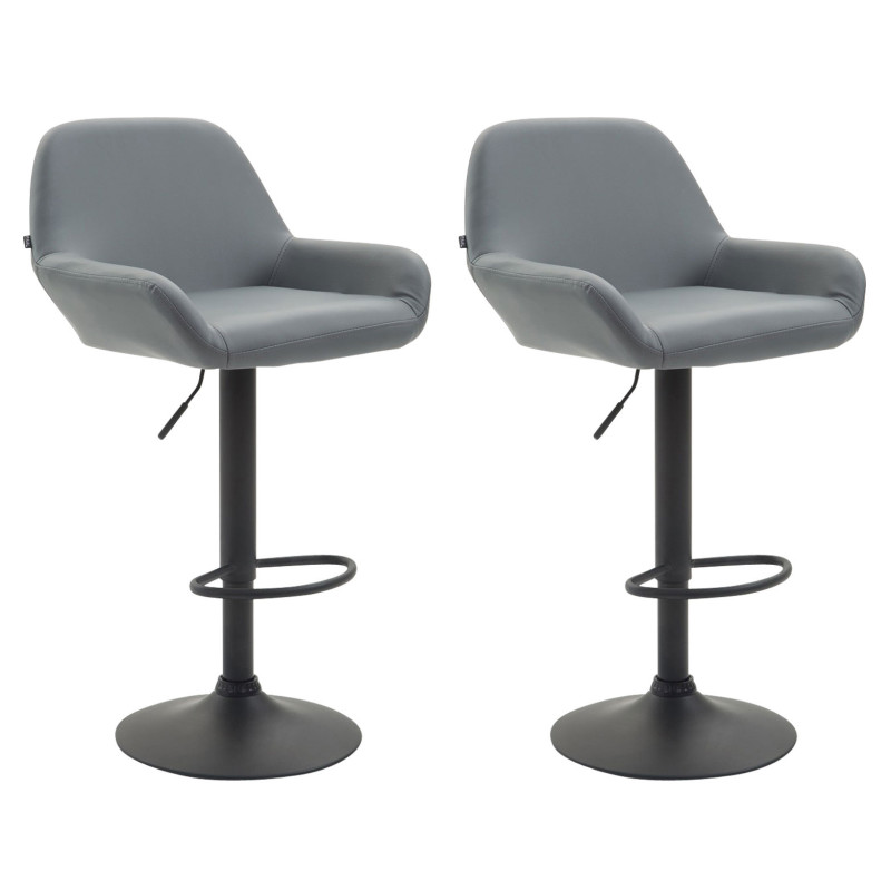 Lot de 2 tabourets de bar Braga simili cuir gris