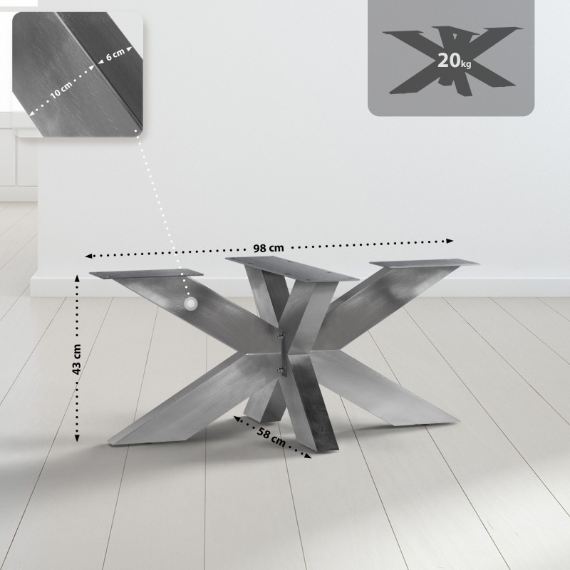 Pieds de table Duncan L98xl58xH43 cm en acier inoxydable