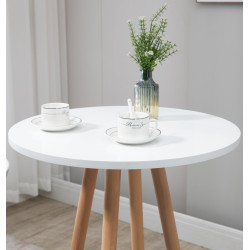 Mesa de bar Livia con tablero redondo de madera Natural/blanco