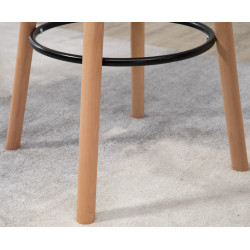 Mesa de bar Livia con tablero redondo de madera Natural/blanco